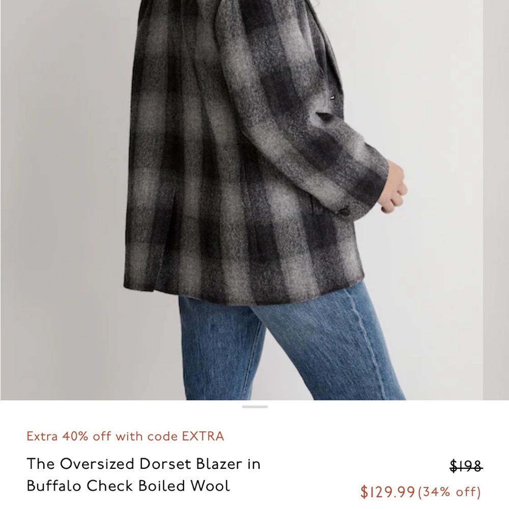 Madewell Black and Gray Plaid Blazer - Picture 3 of 9